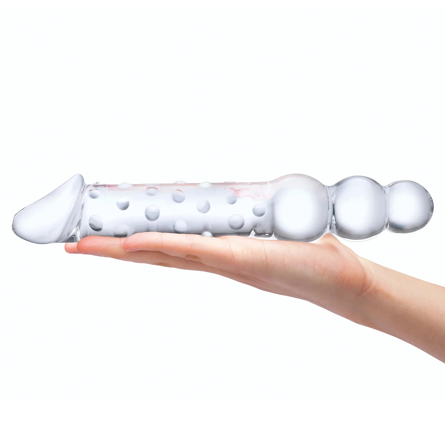 12 Inch Double Ended Glass Dildo with Anal Beads