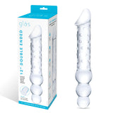 12 Inch Double Ended Glass Dildo with Anal Beads