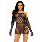 2 Piece Hardcore Net Tube Dress With Gloves