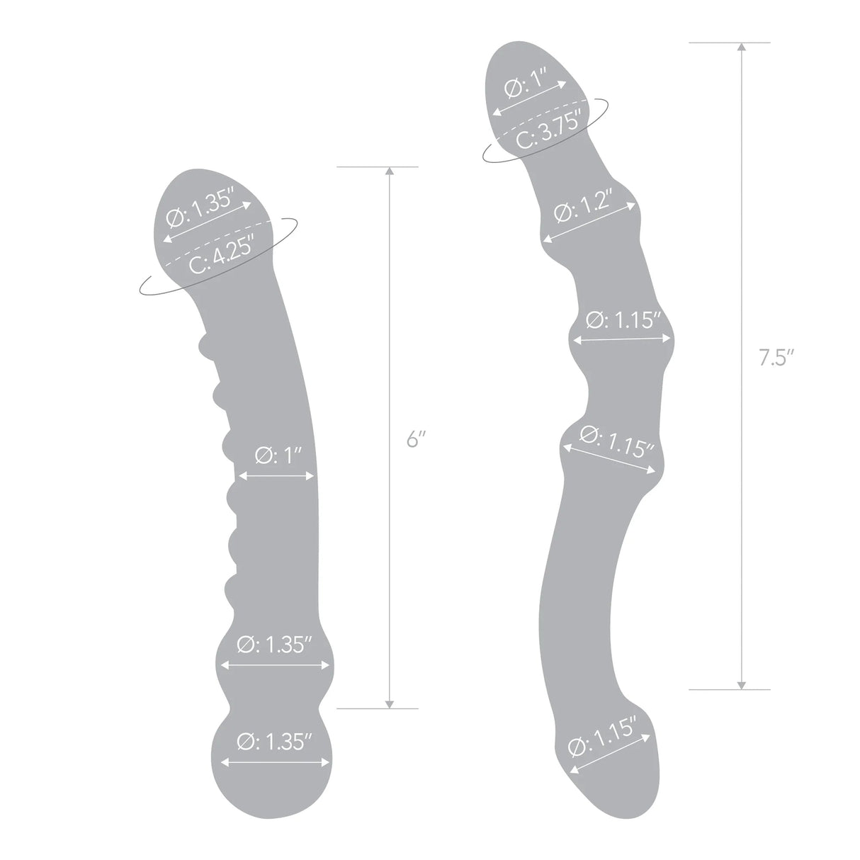 2PC Double Pleasure Set Double Pleasure Glass Dildo Set