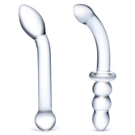 2PC G-Spot Pleasure Glass Dildo Set