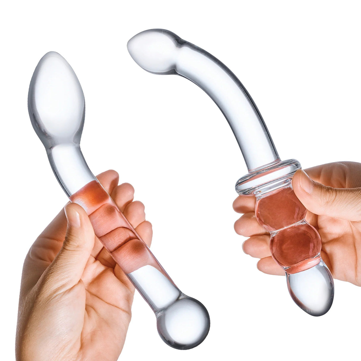 2PC G-Spot Pleasure Glass Dildo Set