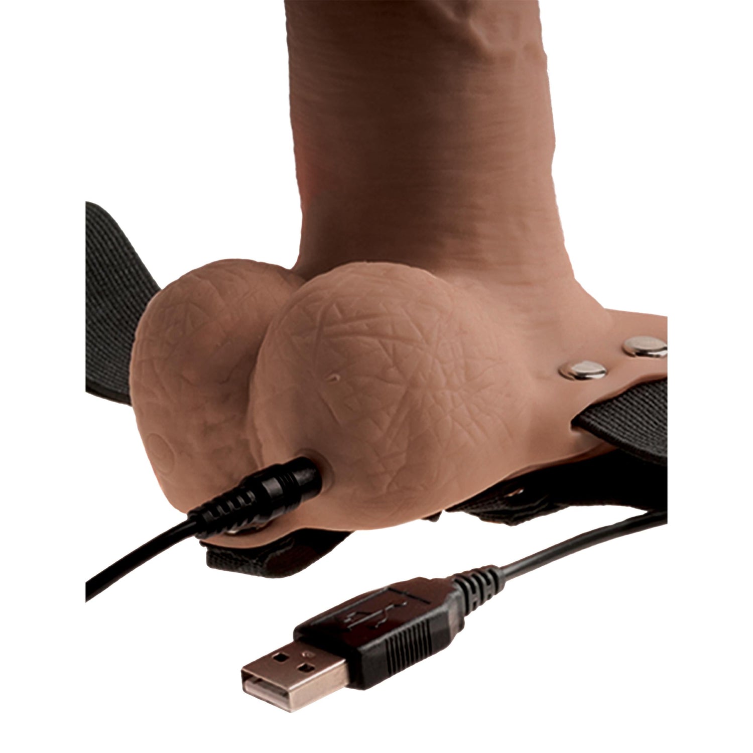 6 Inch Hollow Realistic Vibrating Strap-On with Balls