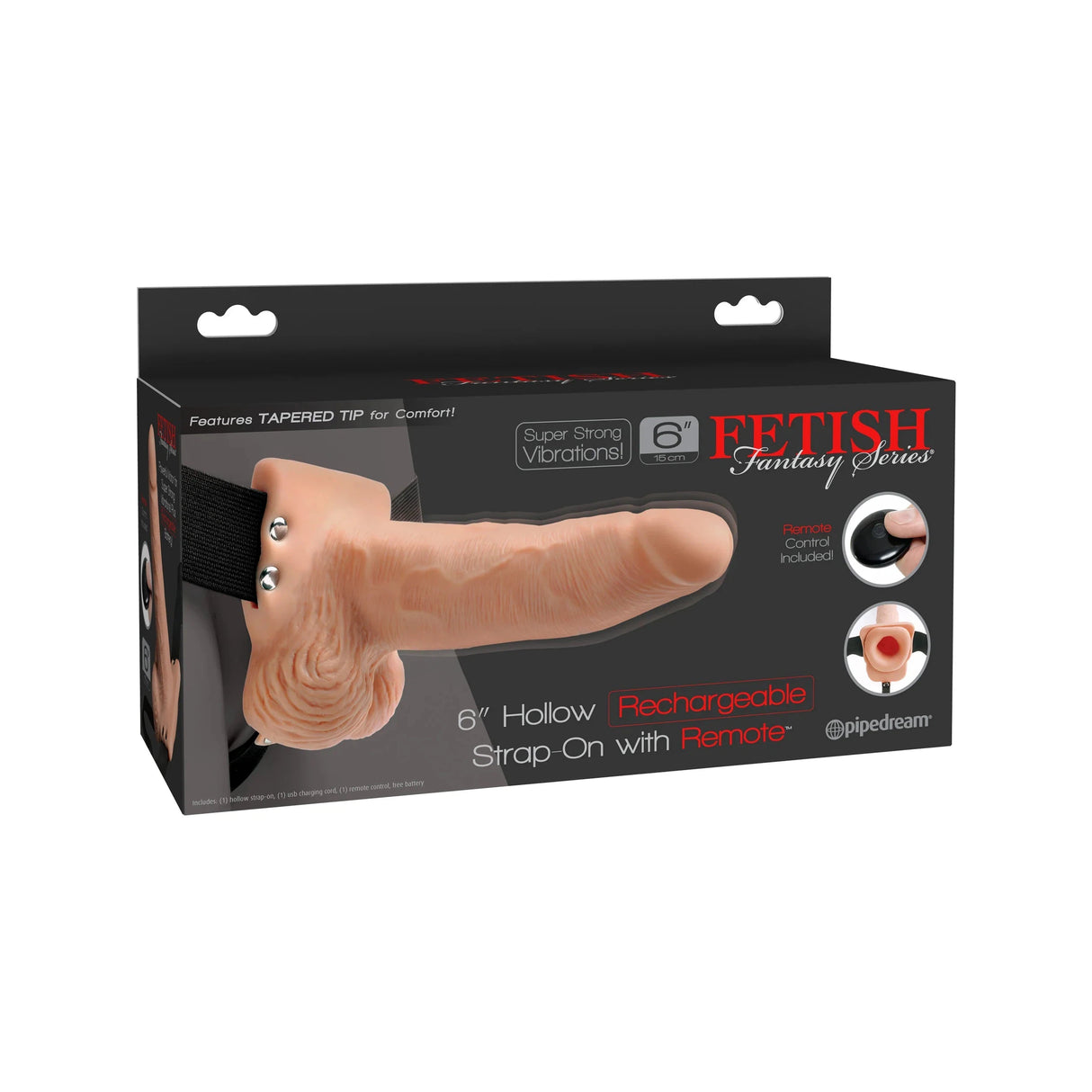 6 Inch Hollow Rechargeable Strap-On with Remote