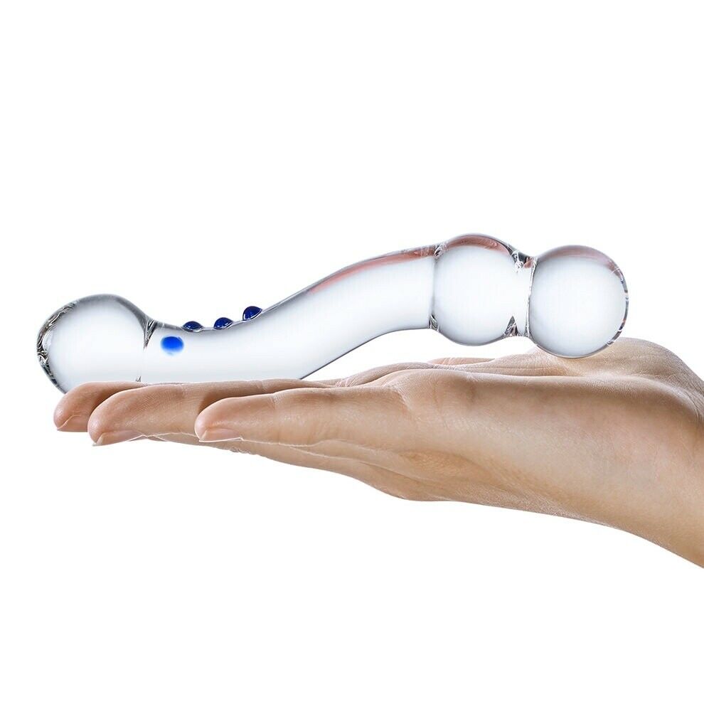 6 Inch Curved G-Spot Nubby Glass Dildo