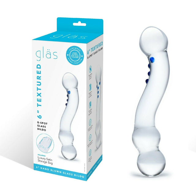6 Inch Curved G-Spot Nubby Glass Dildo