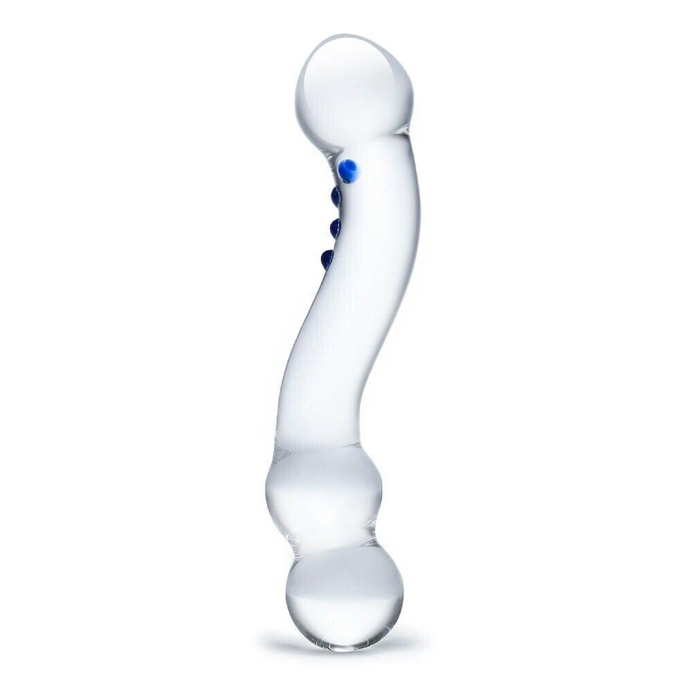 6 Inch Curved G-Spot Nubby Glass Dildo