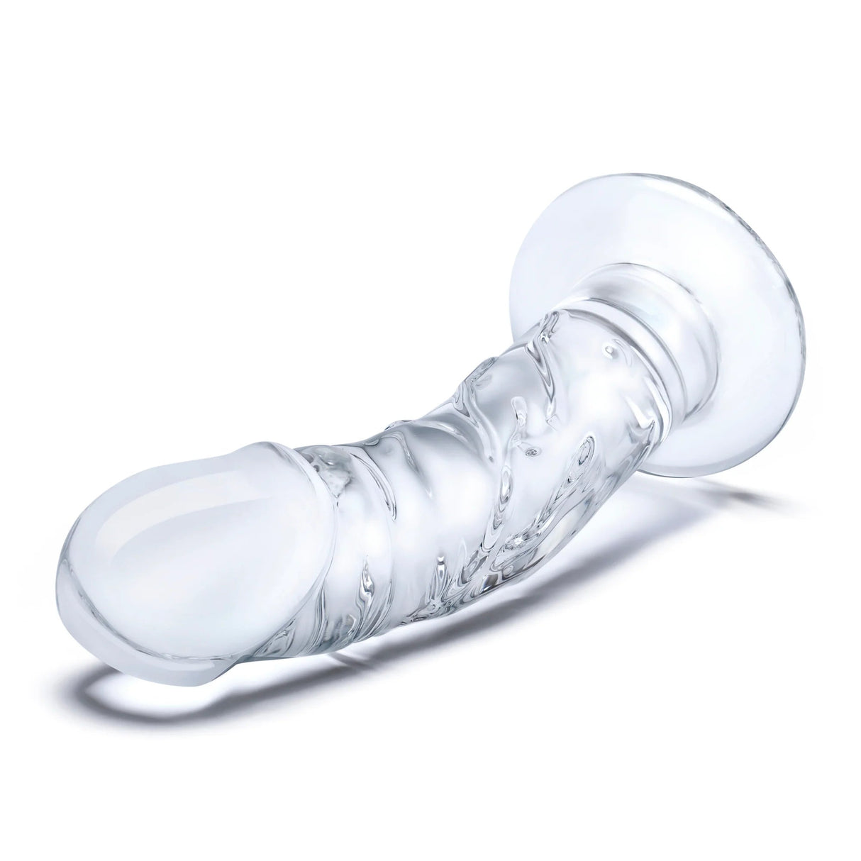 7 Inch Curved Realistic Glass Dildo With Veins