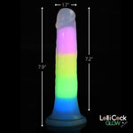 7 Inch Glow-in-the-dark Rainbow Silicone Dildo