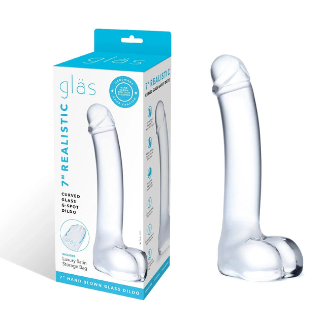 7" Realistic Curved G-Spot Glass Dildo