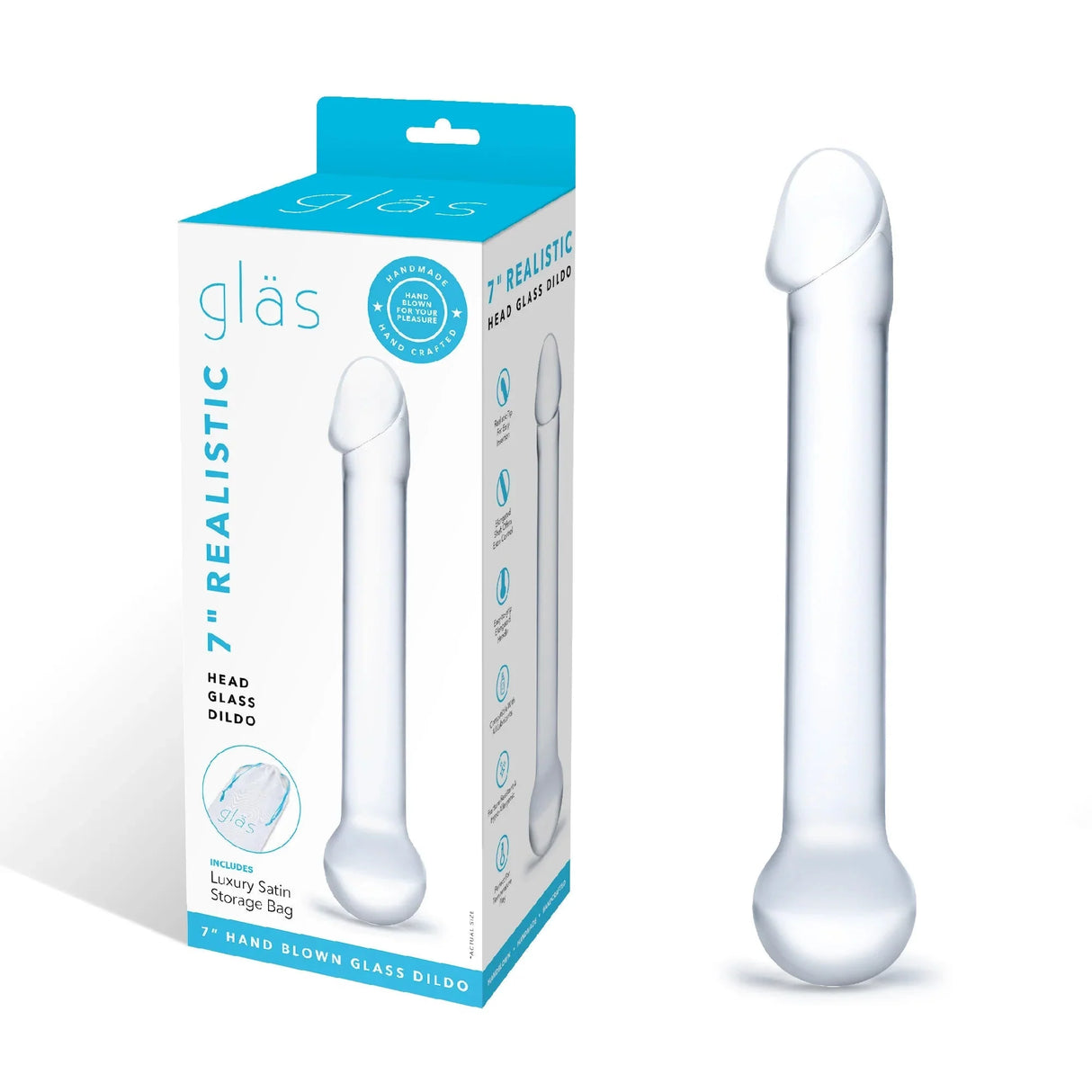 7" Realistic Head Glass Dildo