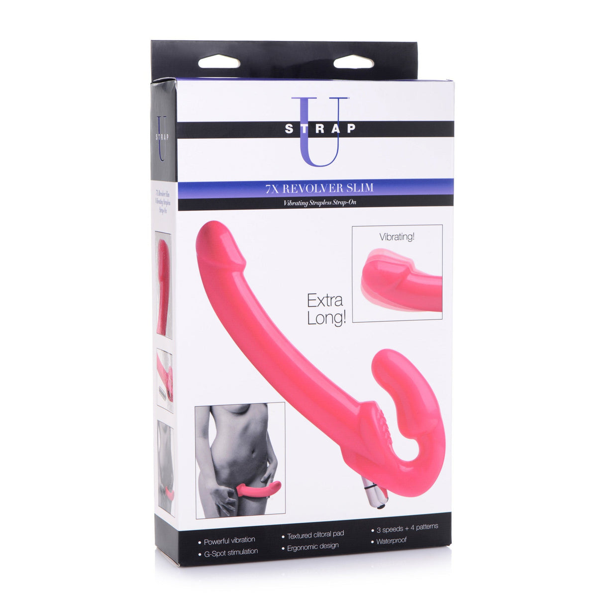 7X Revolver Slim 8 Inch Vibrating Strapless Strap-on