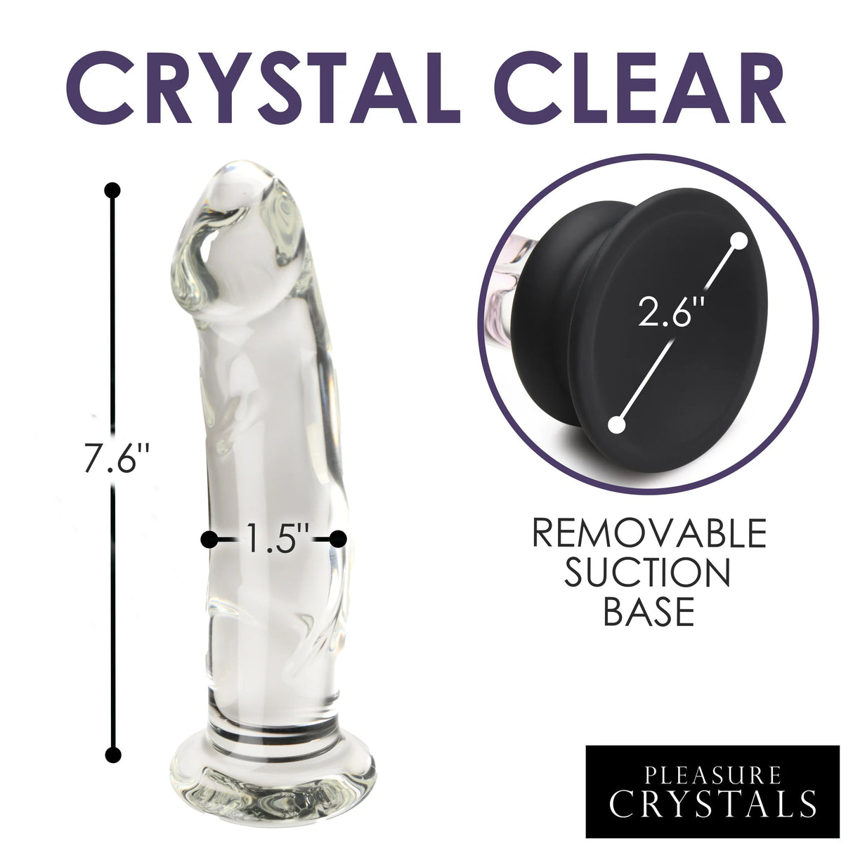 7.6 Inch Glass Dildo with Silicone Base