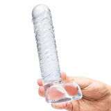 8 Inch Realistic Ribbed Glass G-Spot Dildo with Balls