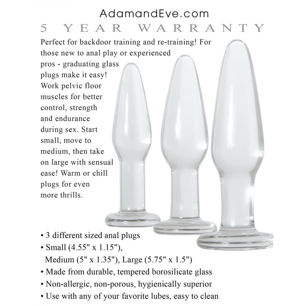 Adam & Eve Glass Butt Plug Set
