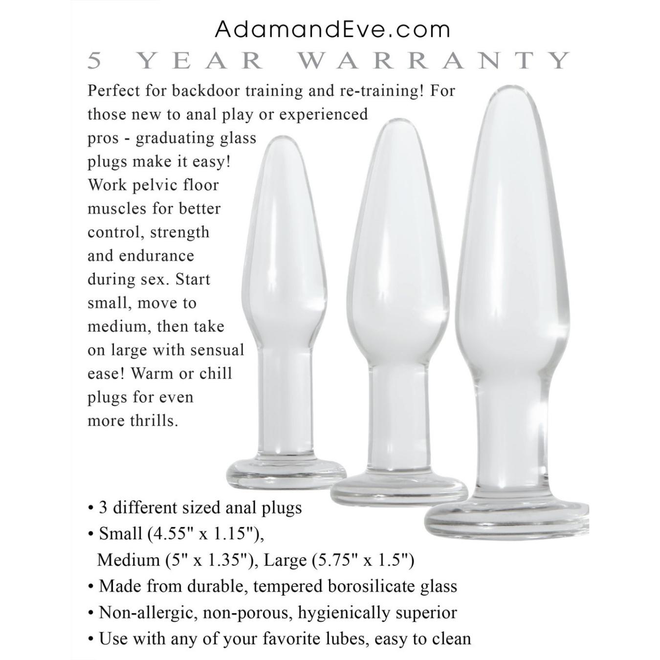 Adam & Eve Glass Butt Plug Set