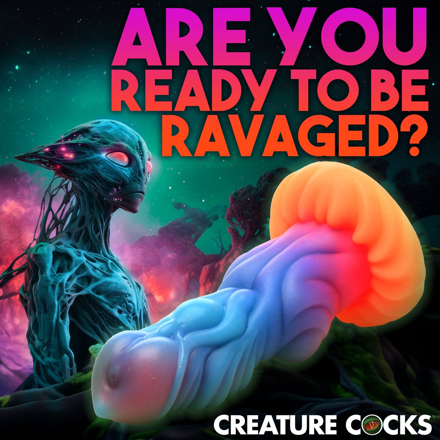 Alien Invader Glow-in-the-Dark Silicone Dildo