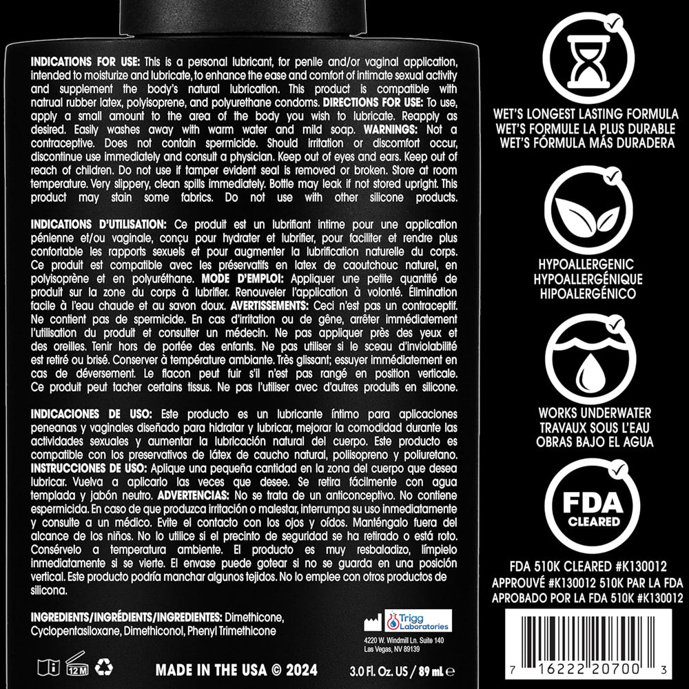 Wet Platinum Luxury Silicone Lubricant 3.1 oz