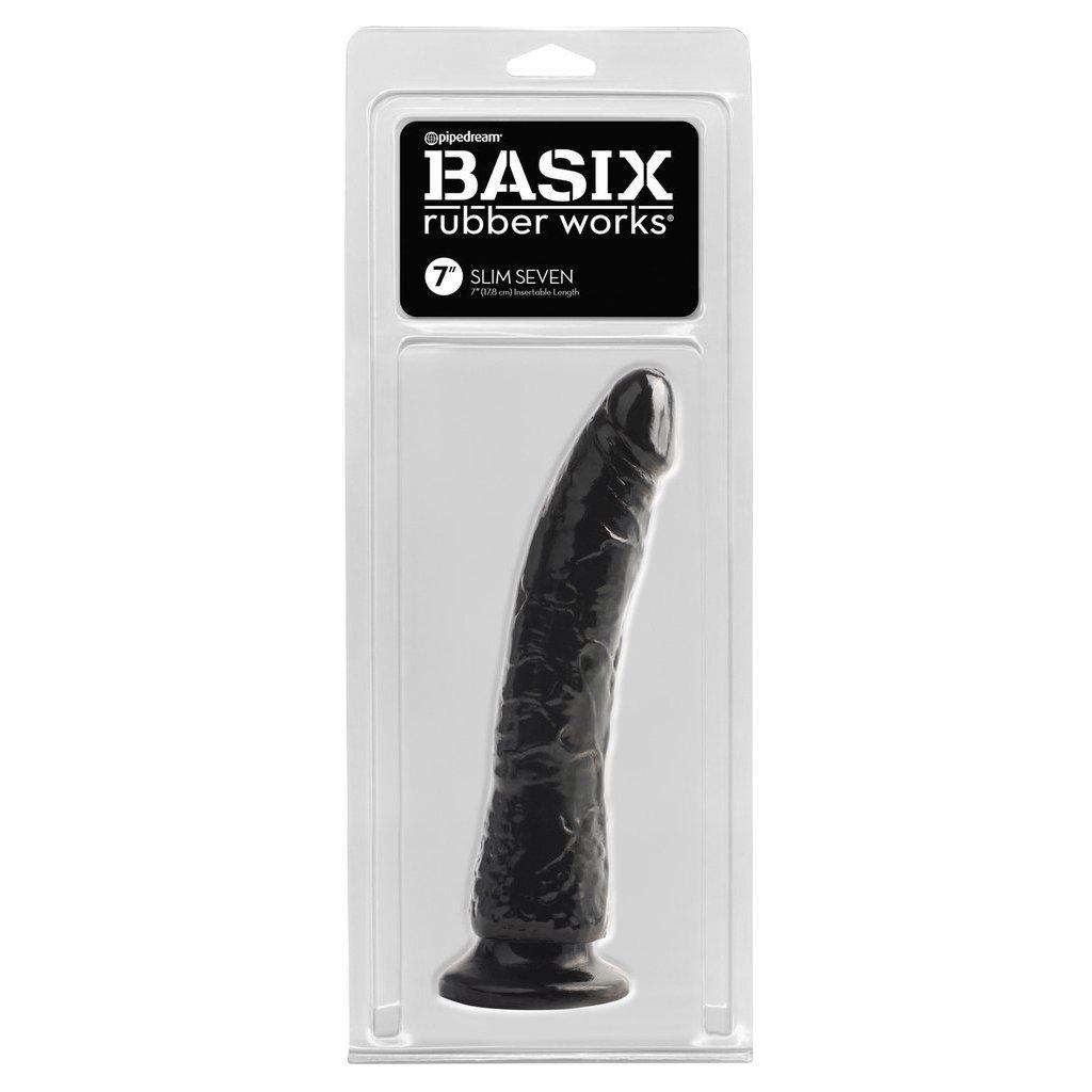 Basix Rubber Works Slim 7 Inch Dildo with Suction Cup