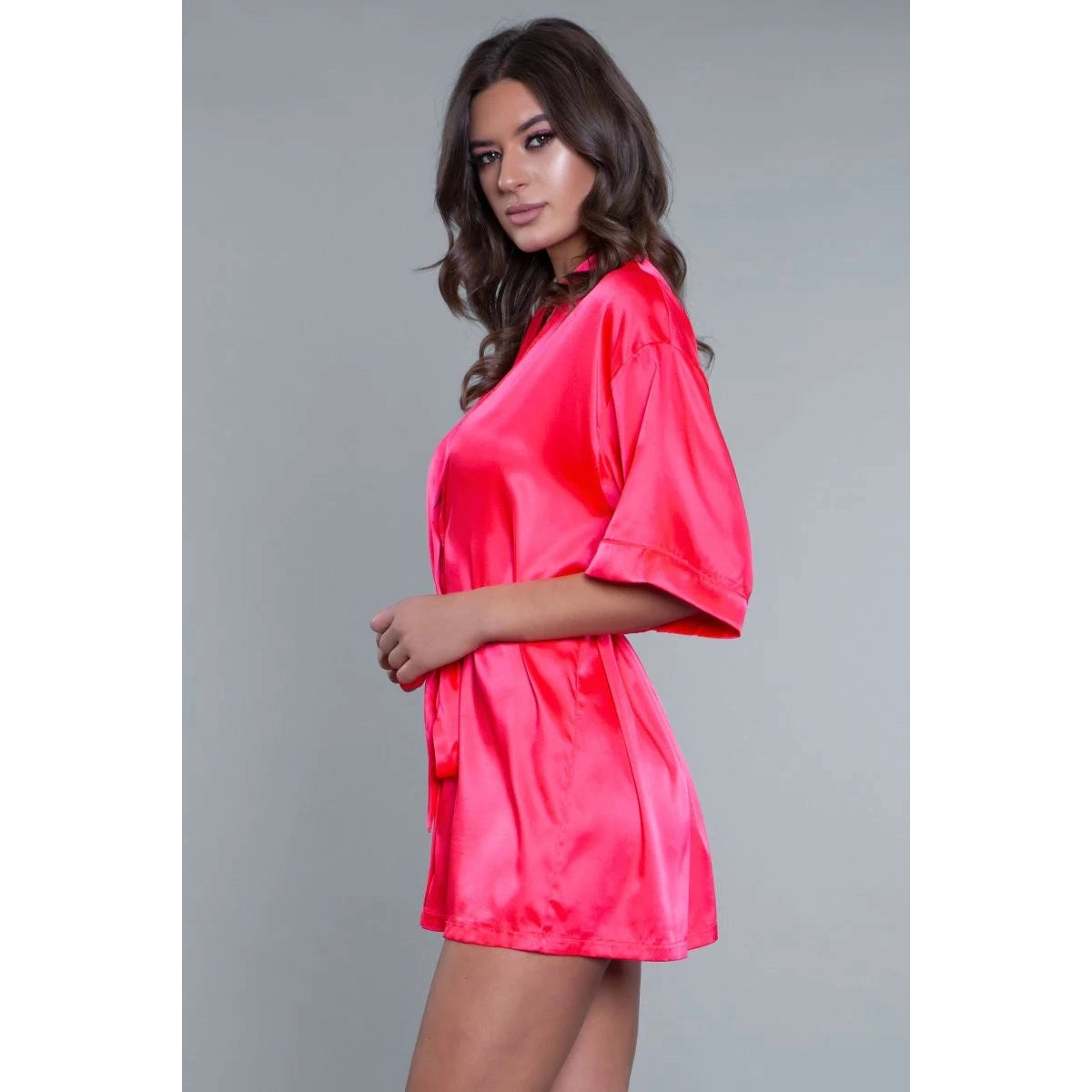 BeWicked Hot Pink Satin Robe - Queen