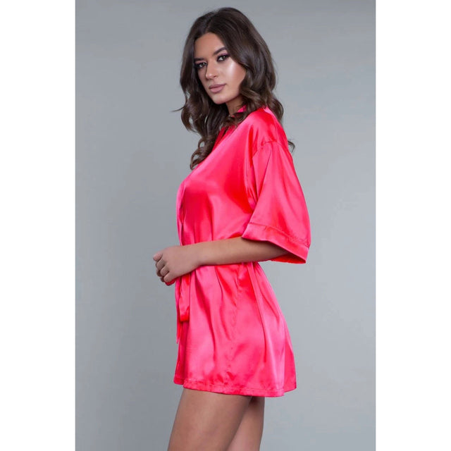 BeWicked Hot Pink Satin Robe - Queen