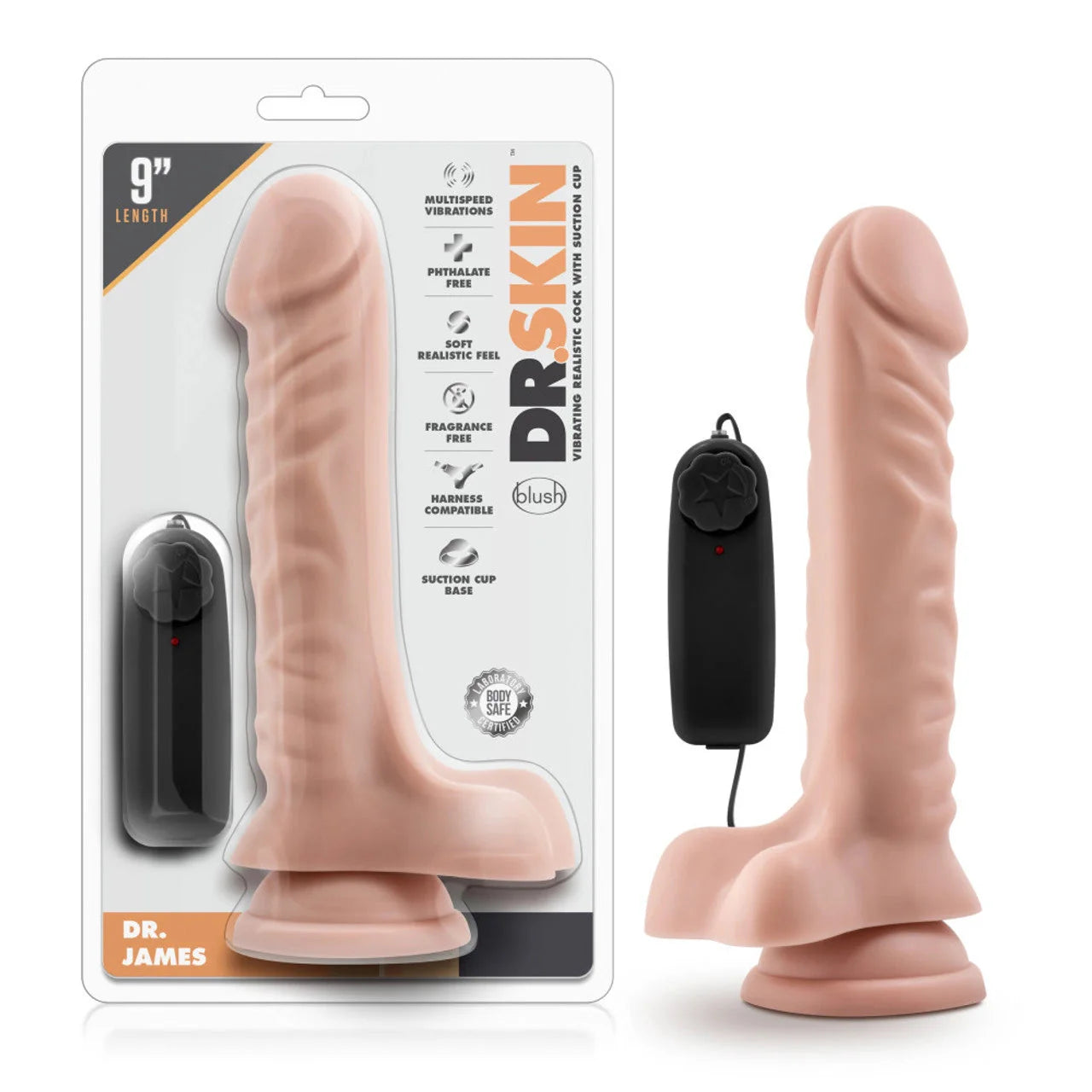 Blush Dr. Skin Vibrating Realistic Cock