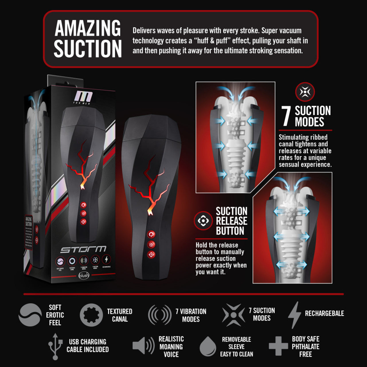 Blush M For Men Storm Suction Powered Stroker