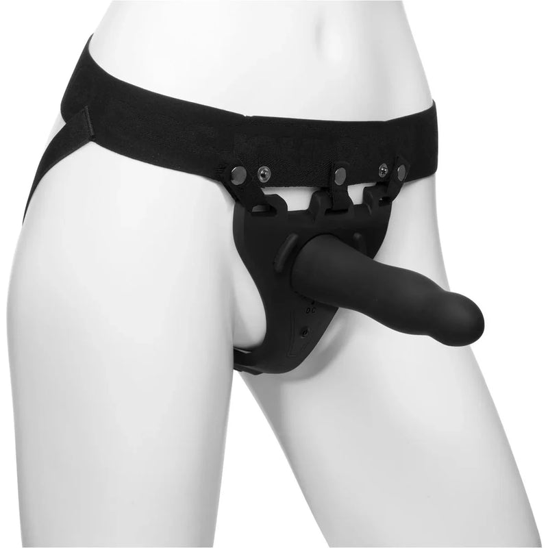 Body Extensions Be Aroused Vibrating 2 Piece Black Hollow Silicone Strap On Set