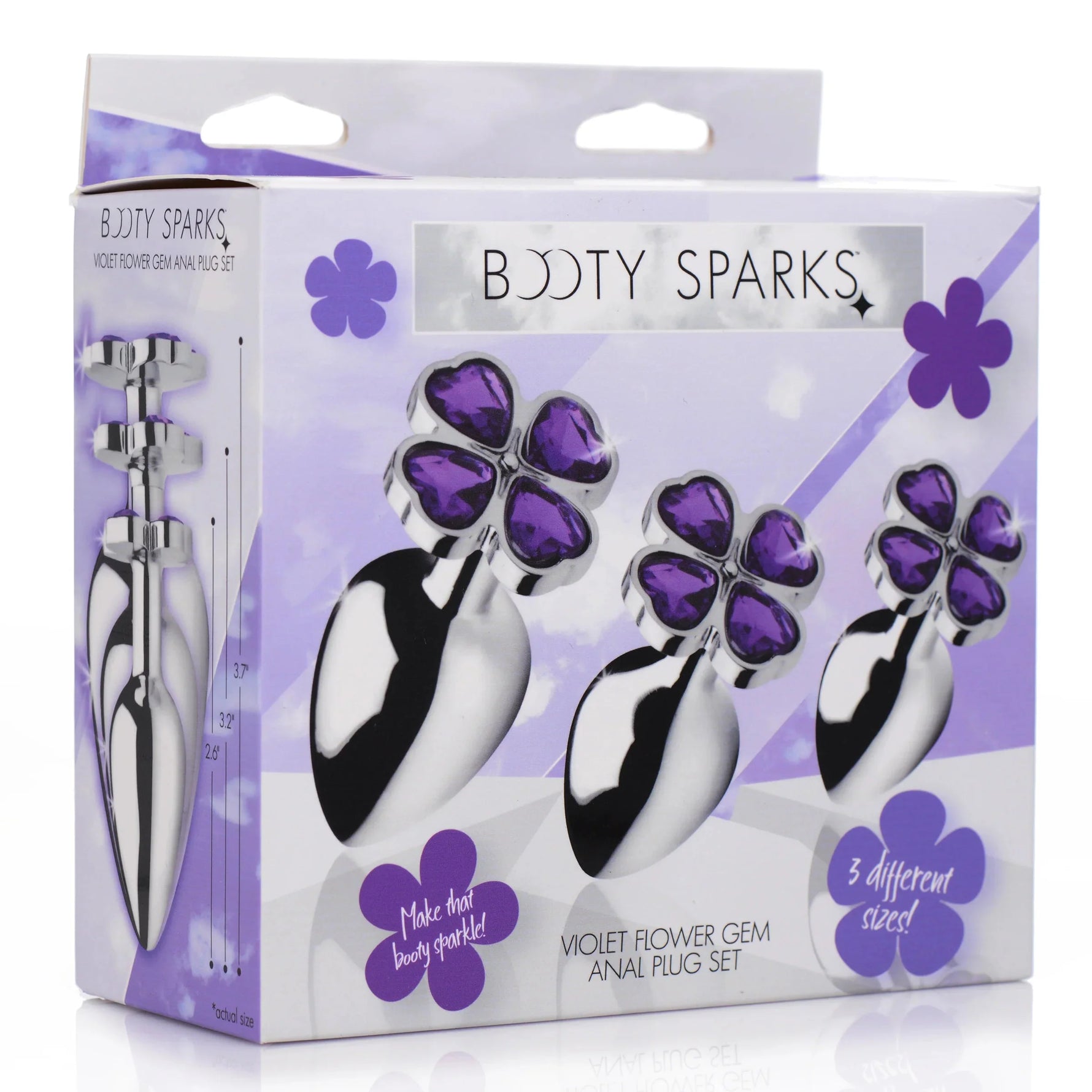 BootySparks Violet Flower Gem Anal Plug Set