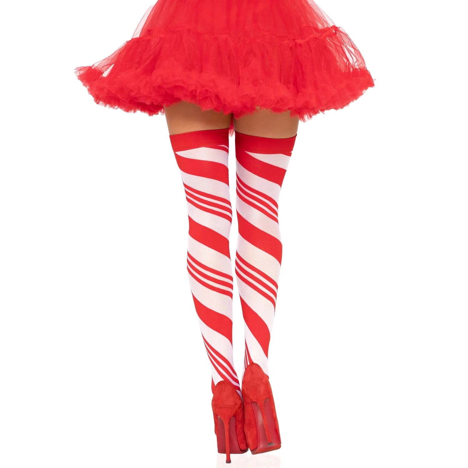 Candy Cane Thigh High Stockings