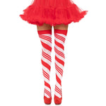 Candy Cane Thigh High Stockings
