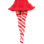 Candy Cane Thigh High Stockings