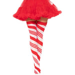 Candy Cane Thigh High Stockings