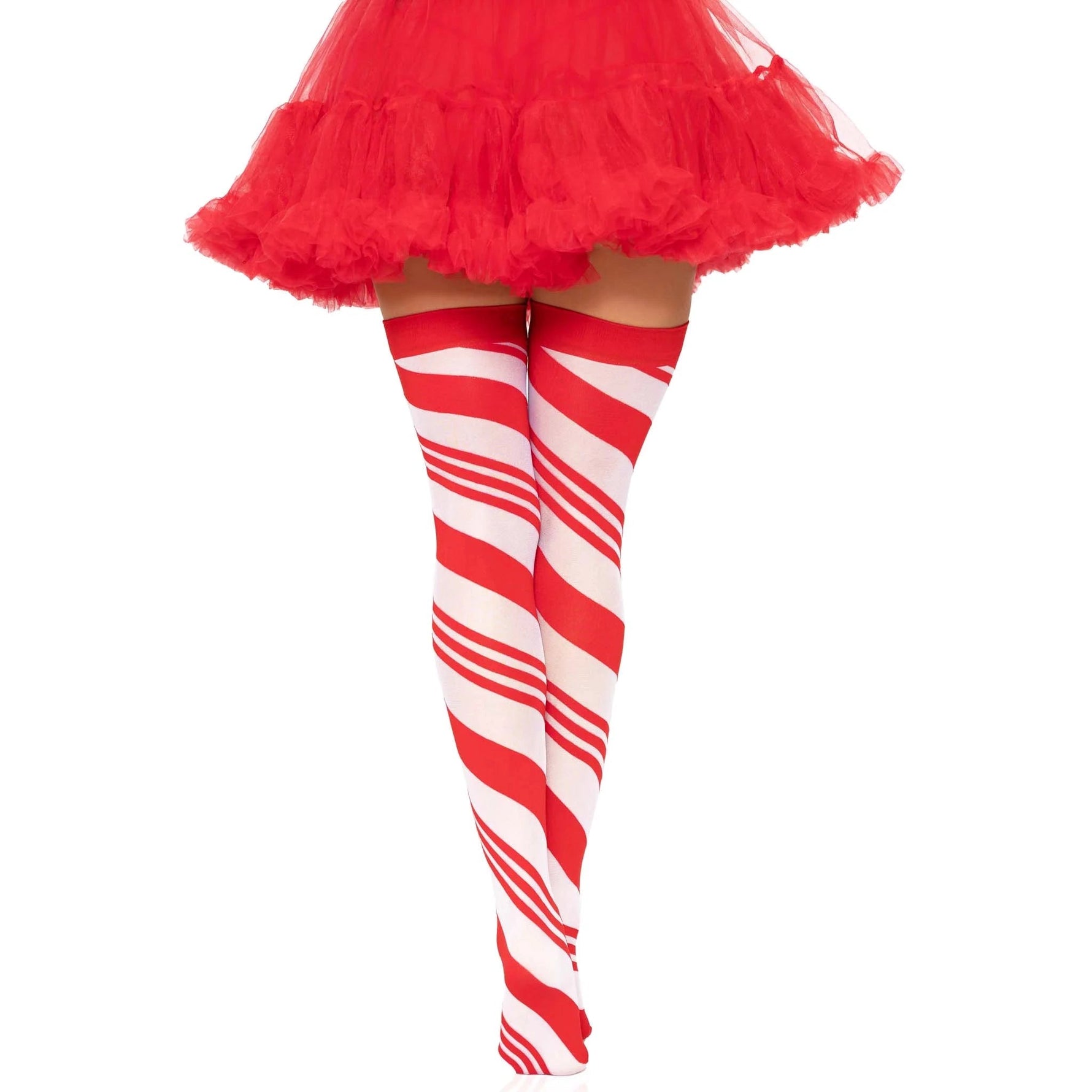 Candy Cane Thigh High Stockings