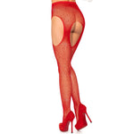 Casey Rhinestone Fishnet Suspender Pantyhose