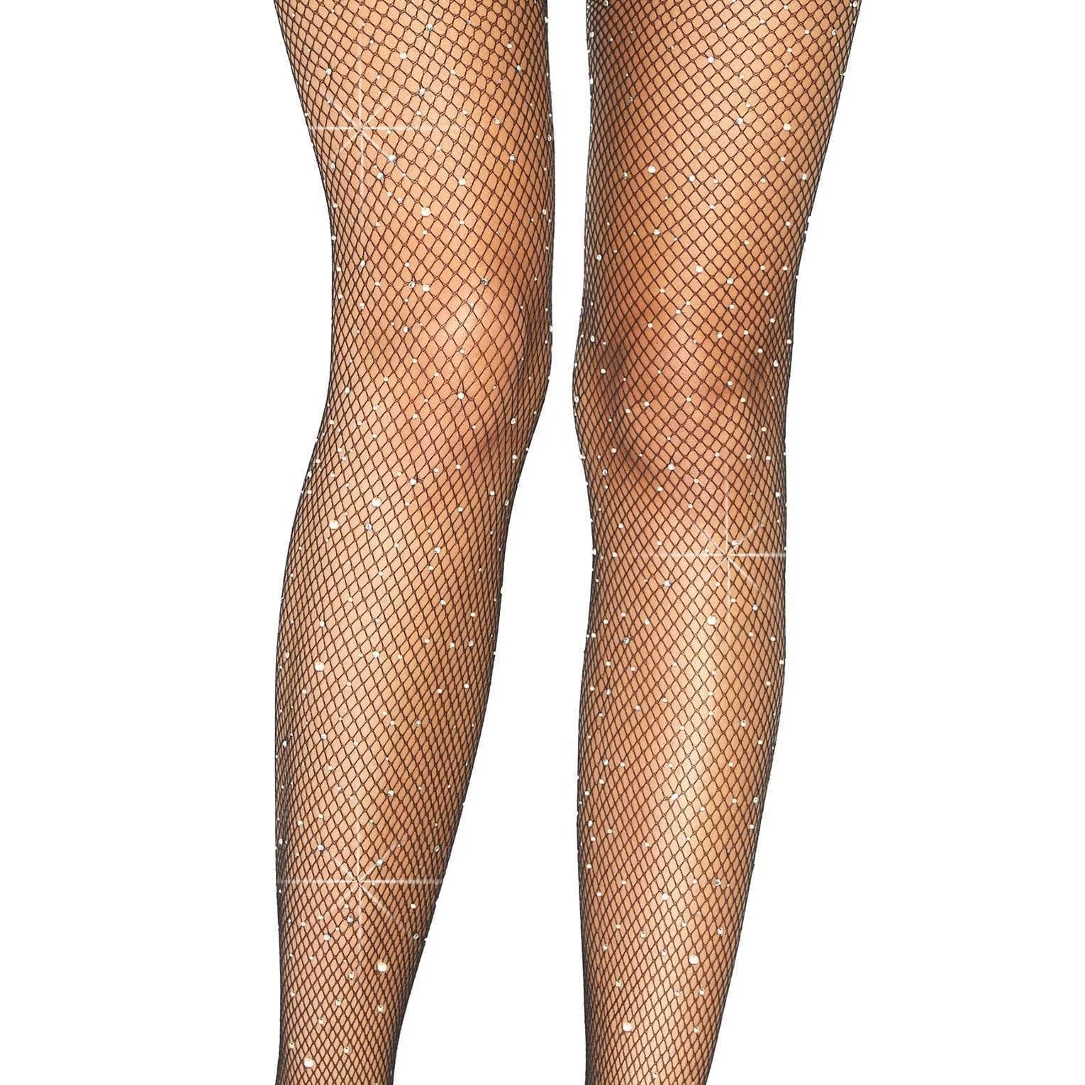Casey Rhinestone Fishnet Suspender Pantyhose