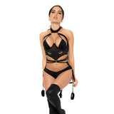 Cat Girl Bodysuit with Attached Wrist Straps
