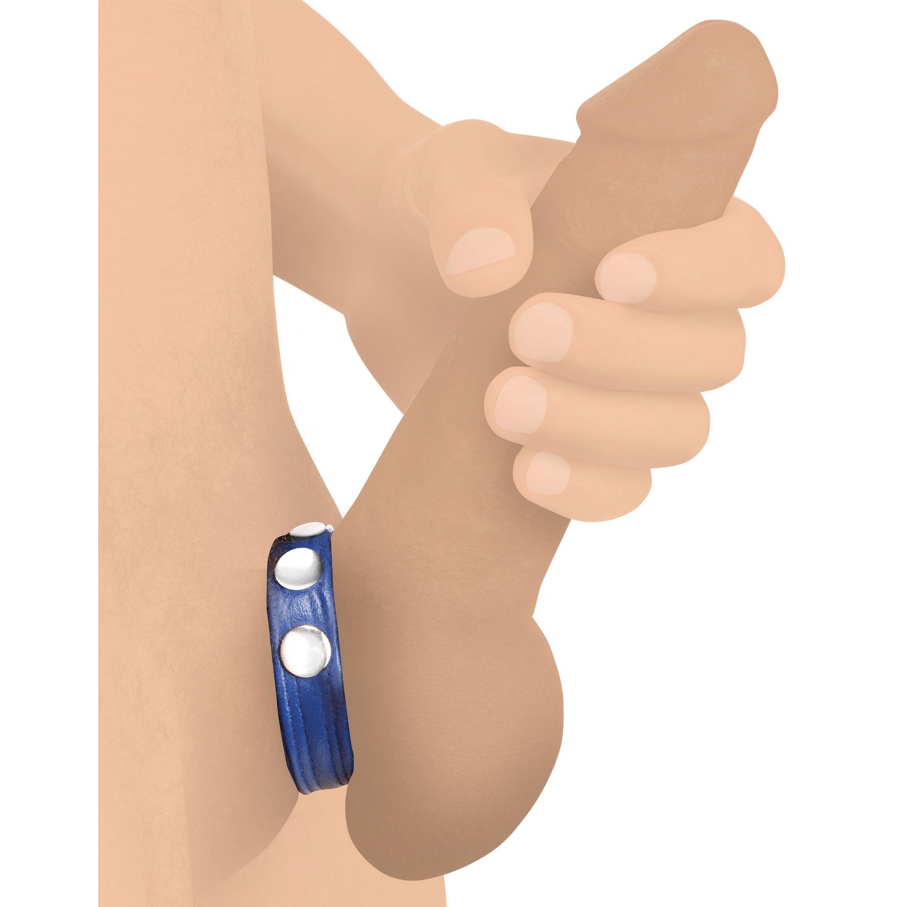 Cock Ring Blue Studded Leather Speed Snap-On Ring