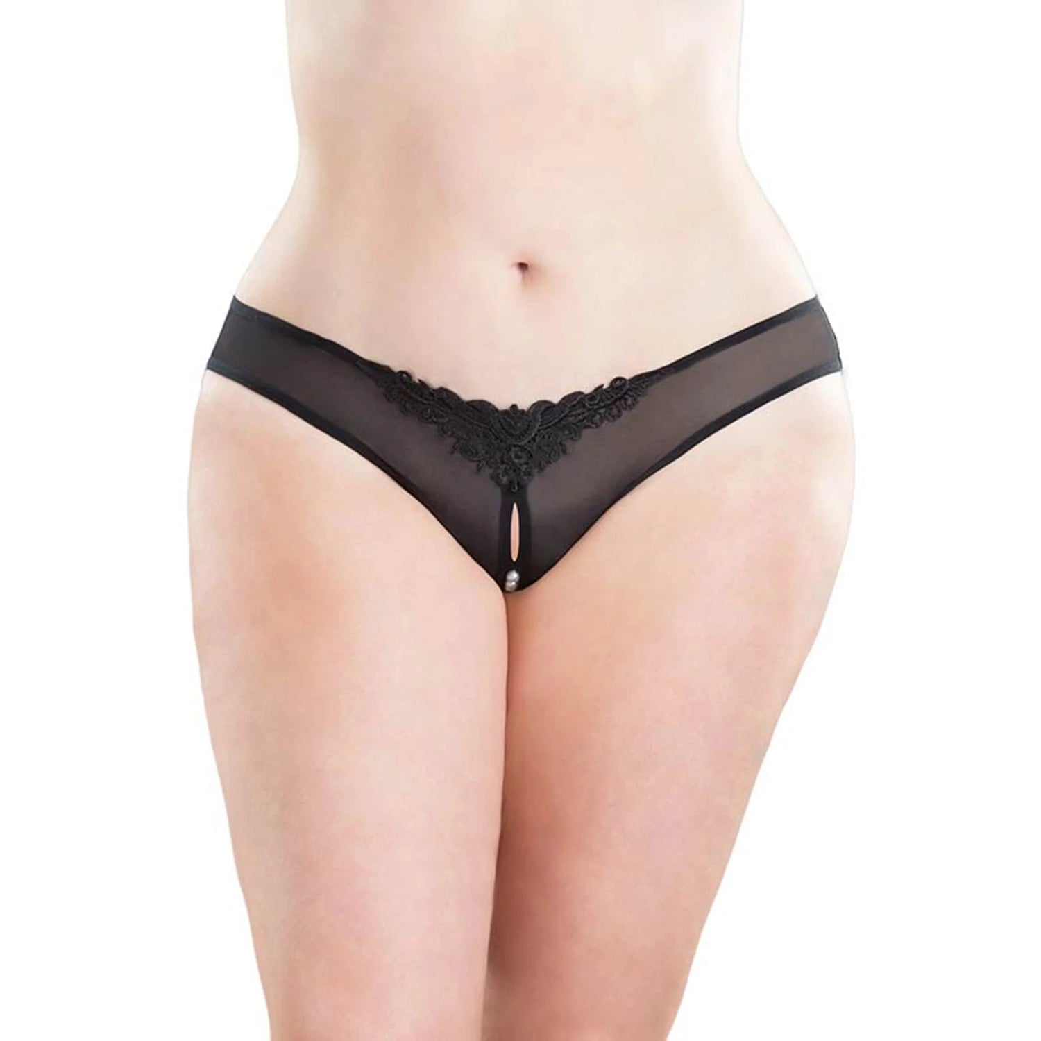 Crotchless Thong With Pearls