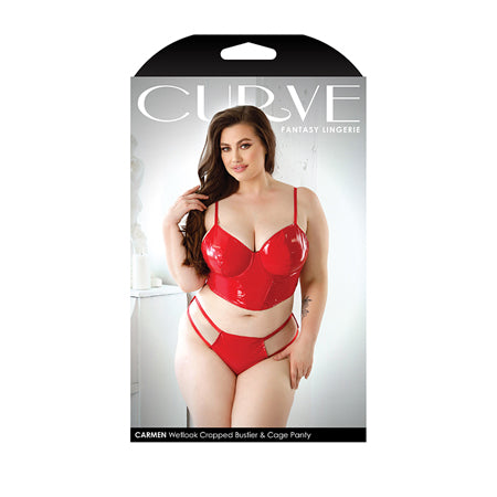 Curve Carmen Wetlook Cropped Bustier & Matching Cage Panty