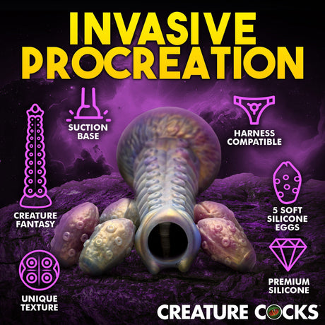 Deep Invader Tentacle Ovipositor Silicone Dildo with Eggs