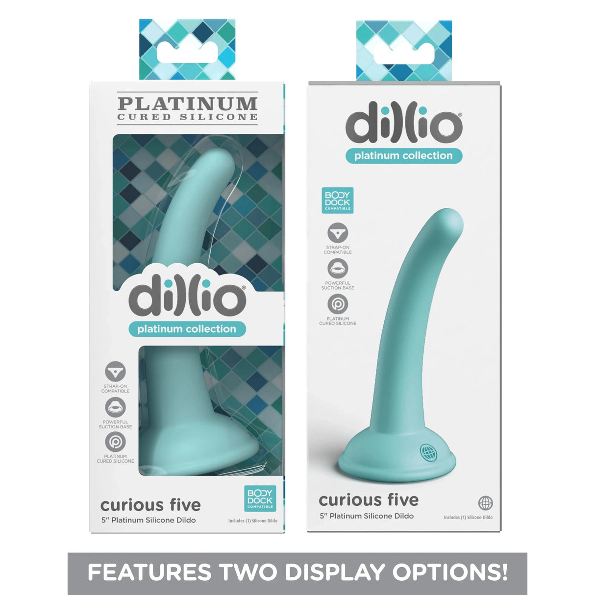 Dillio Curious Five 5 Inch Platinum Silicone Dildo - Teal