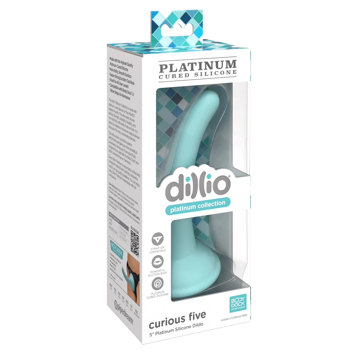 Dillio Curious Five 5 Inch Platinum Silicone Dildo - Teal