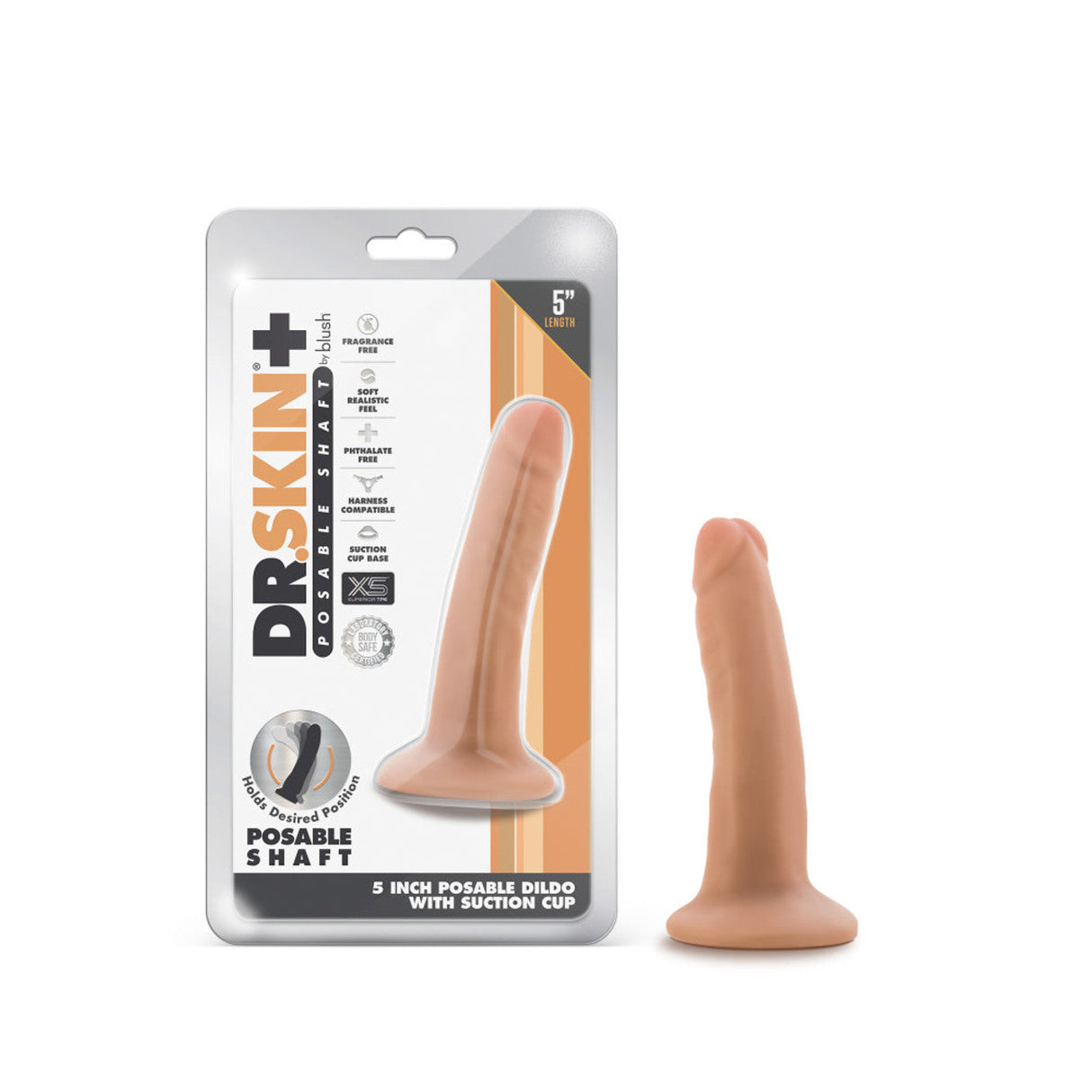 Dr. Skin Plus 5 Inch Posable Dildo with Suction Cup