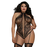 Dreamgirl Lace Halter Neckline Teddy Bodystocking