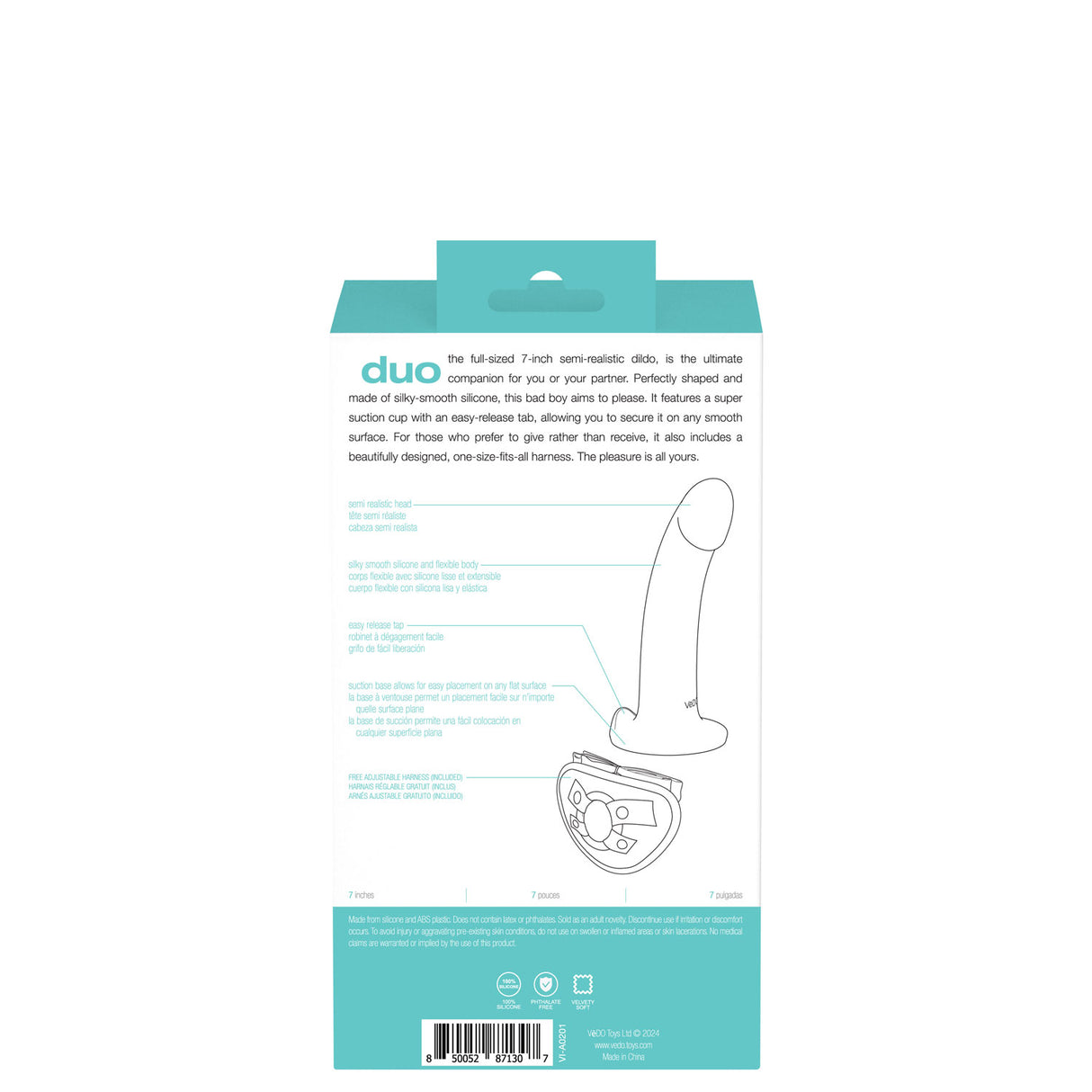 Duo Semi-Realistic Dildo With Harness