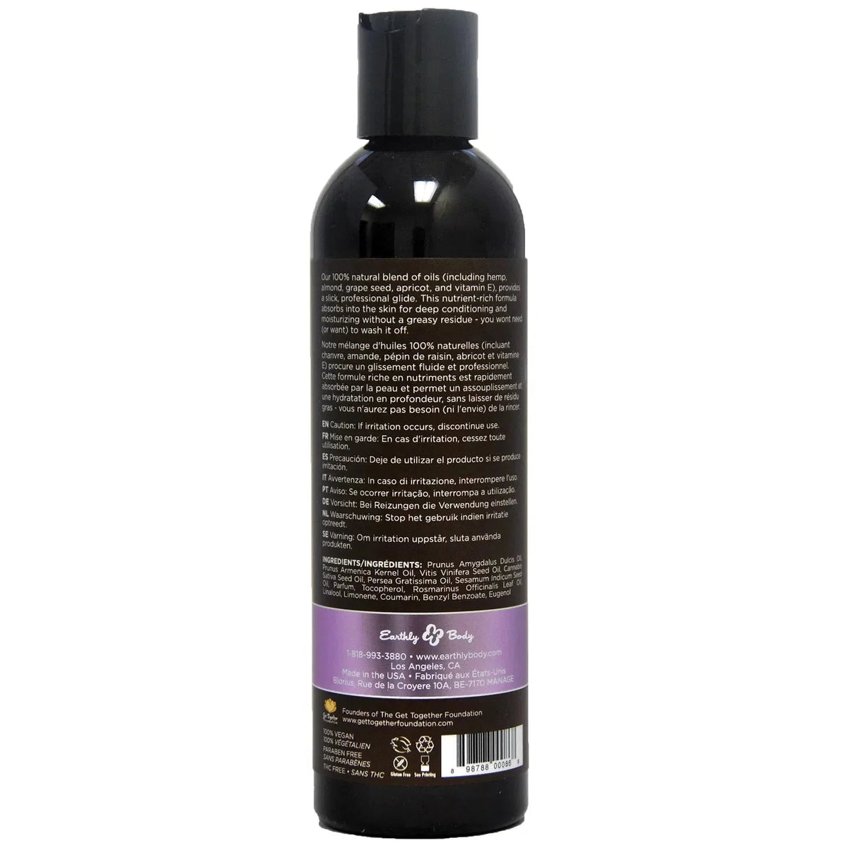 Earthly Body Hemp Seed Massage & Body Oil - 8oz