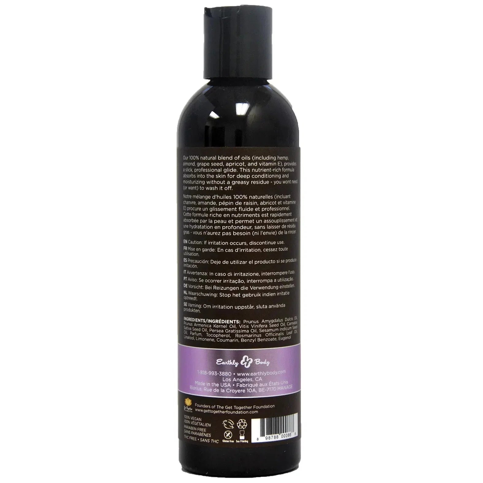Earthly Body Hemp Seed Massage & Body Oil - 8oz