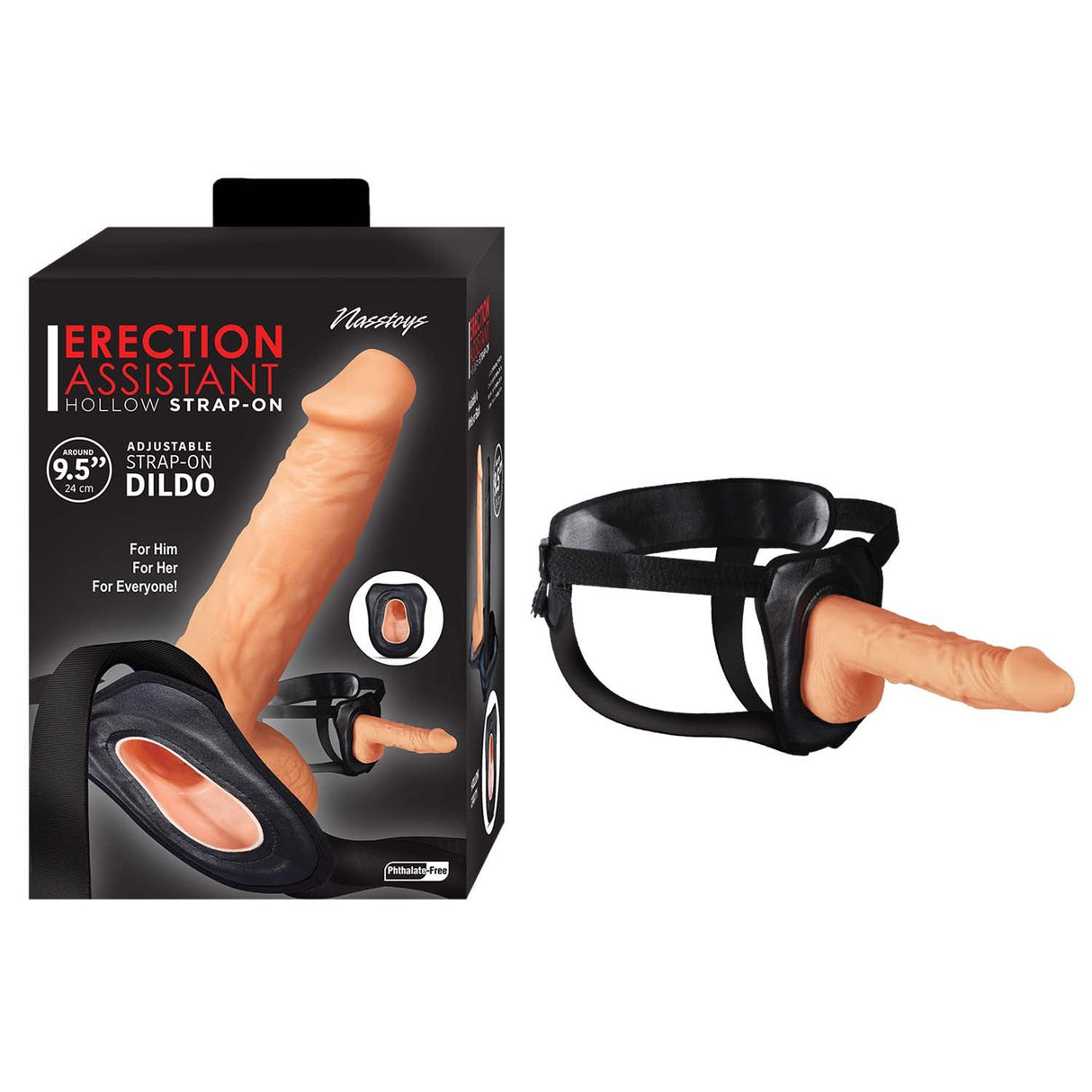 Erection Assistant 9.5 Inch Hollow Strap-On - White