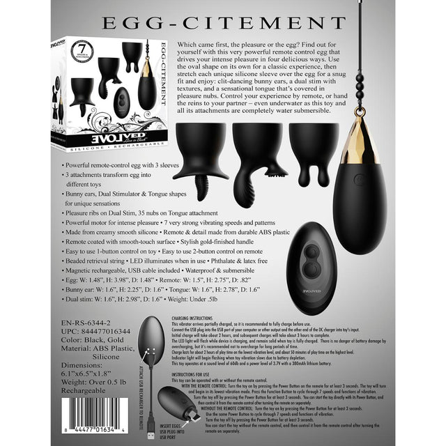 Egg-Citement Remote Egg Vibe with Sleeves